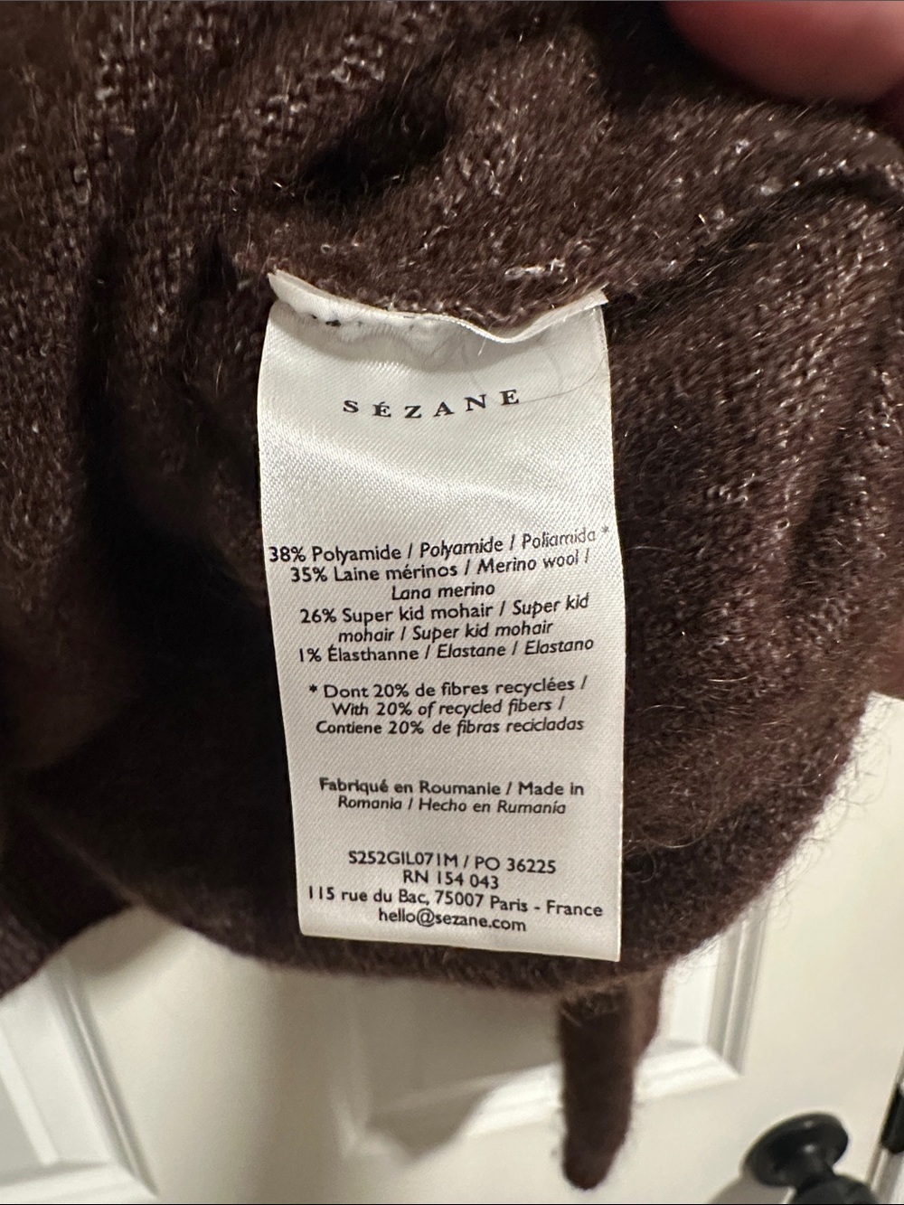 NWOT Sézane Tobias Half Zip Sweater in Dark Chocolate size M - Picture 10 of 13